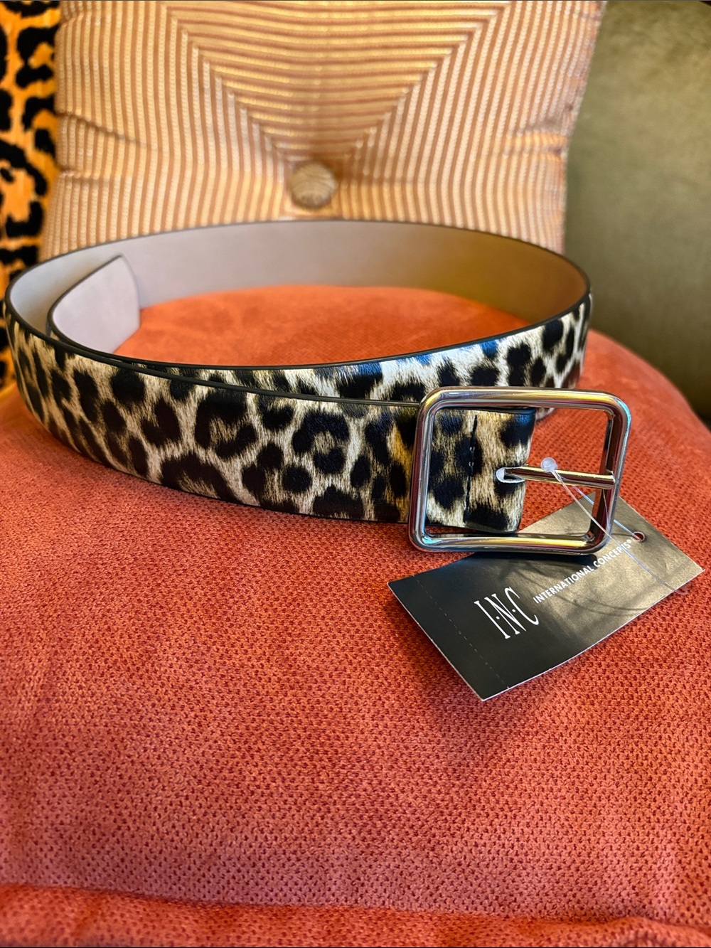 INC International Concepts Leopard Print Women's Belt, S